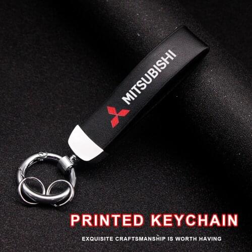 2Pcs Car Keychain Printed Logo Leather Fashion New Auto Interior for Mitsubishi Asx Outlander Xl 3 Lancer EX Auto Accessories