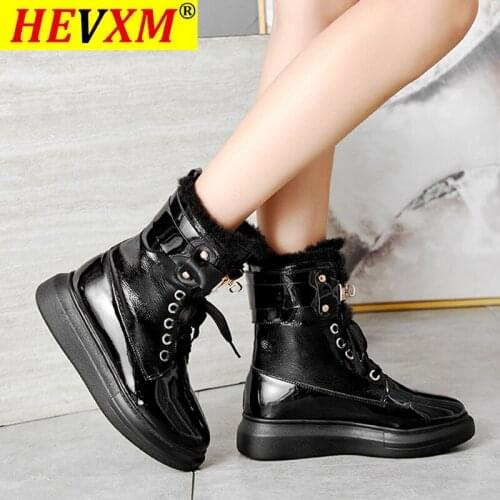 2021 Fashion Metal Buckle Warm Woman Ankle Boots Shoes Women Pu Leather Winter Short Plush Snow Boots Chunky Platform Shoes