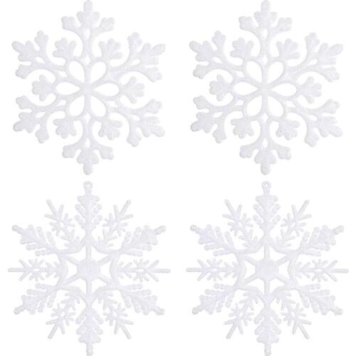 24PCS Christmas Snowflake Decoration Christmas Ornament Creative Glitter Snowflake Ornament For Xmas Tree Festival Supplies