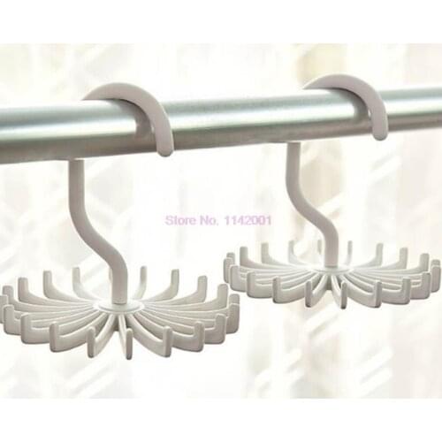 500pcs Neck Tie Holder Space Saving Multifunction 1 PC Plastic 20 Hooks 360 Degree Rotating Belt Rack Neck Tie Hanger
