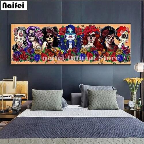 5D DIY Diamond Painting Skull Tattoo Woman Square Round Diamond Embroidery Flowers Cross Stitch Mosaic Craft Kits Home Decor