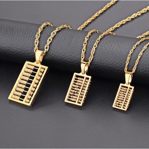 BC 316L Stainless Steel Gold Abacus Necklace Ancient China Counting-frame Necklaces Pendants Statement Jewelry Men Women Gift