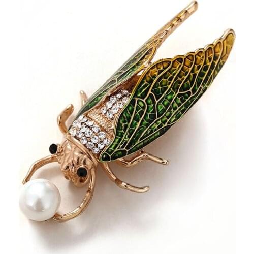 Handmade oil dripping insects blockbuster golden cicada cardigan jacket Zhizhi brooch Unisex accessories fashion pin N7