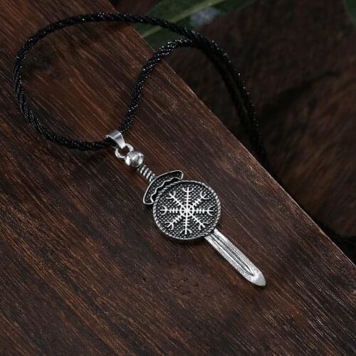Cxwind Vintage Viking Sword Necklace Pendant For Women Choker Statemenet Charm Vegvisir Norse Amulet Rune Necklaces Jewelry