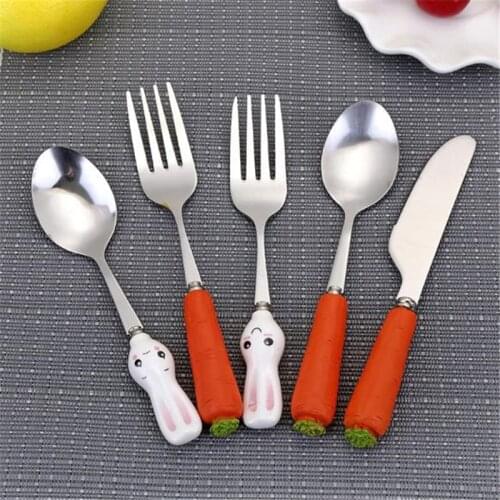 Baby Tableware Dessert Spoon For Children Feeding Spoon Fork Baby Gadgets Feed Kid Childrens Cutlery For Kids