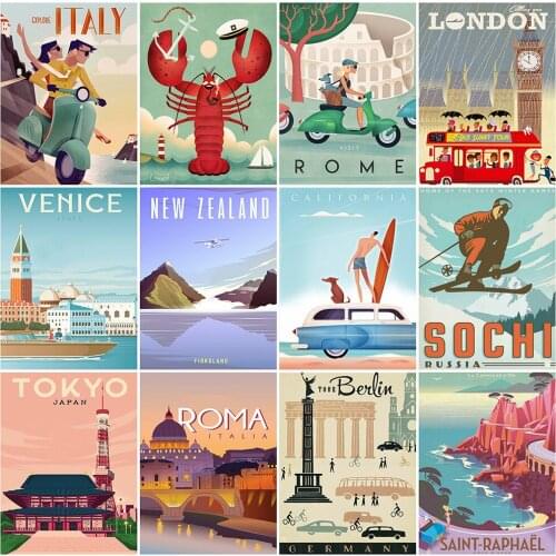 EverShine Diamond Embroidery Landscape Cross Stitch Kits Diamond Mosaic City Beaded Needlework 5D DIY Painting Decor For Home