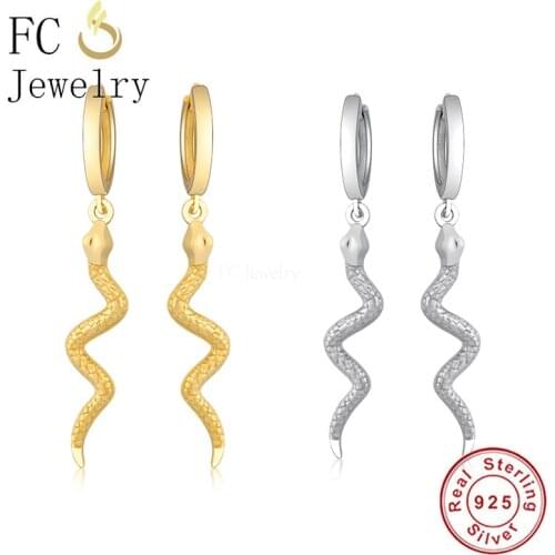 FC Jewelry 925 Silver Punk Style Golden Round Vintage Facets Snake Hoop Earring For Young Girl Teen Gift Boucle 2020 NEW Arrival
