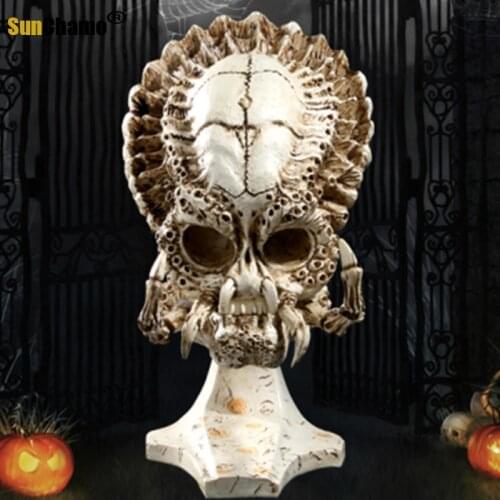 Aliens Predator Sculpture Film Props Aquarium Decoration Resin Crafts DIY Painting Albuginea Skull