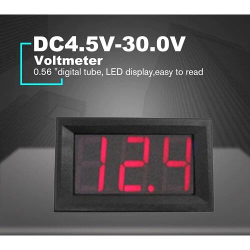 DC4.5V-30.0V 0.56in 2 Wire Mini LED Digital Display Voltmeter Electric Voltage Meter Volt Tester for Auto Battery Car Motorcycle