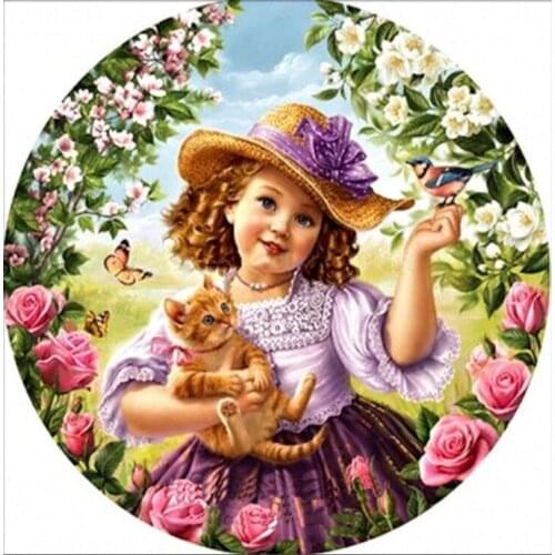 Cat and girl,diamond mosaic painting,crystal embroidery,rhinestone diy painting,diamond painting