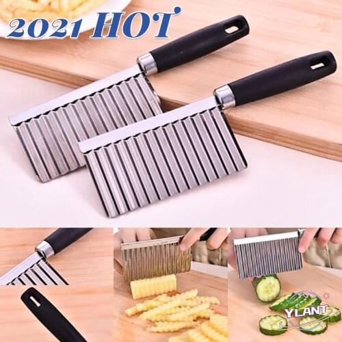 SWT Kitchen Accessories fries machine Kitchen Potato Wavy Edged Knife Stainless Steel Kitchen Gadget Vegetable Cutting Tool
