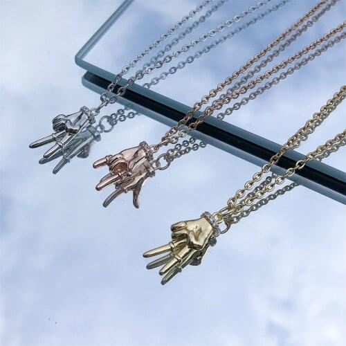 Hot Selling Gesture Necklace Mens Womens Metallic Necklace Gothic Pendant Jewelry Birthday Gift