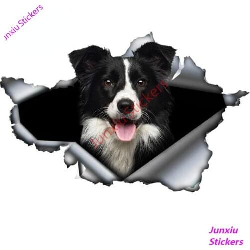 Cartoon Animals BORDER COLLIE 3D Torn Vinyl Car Sticker Original Design for Trunk Bumper Car Decoration Custom Decal PVC13x10cm