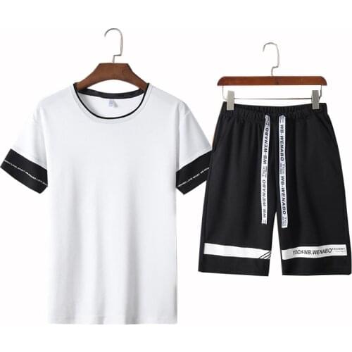 Summer Casual Sporting Suits Men Short Sleeve Set Men Tracksuit T shirts + Shorts Male Sweat Suit Jogging Homme Clothes ,GA244