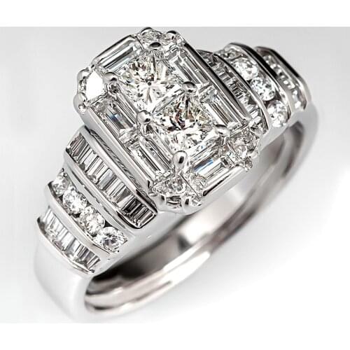 Huitan 2021 New Trendy Women Wedding Rings Brilliant Cubic Zirconia Bling Bling Engagement Jewelry Gorgeous Anniversary Gifts