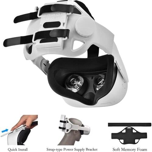 New Upgraded Elite Head Strap For Oculus Quest 2 Accessories Adjustable Release Head Pressure Halo Strap With Battery Holder