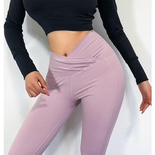 Naked-Feel High Waisted Running Sport Leggings Women Plain Push Up Fitness Workout Tights Quick Dry Tummy Control Gym Yoga Pants