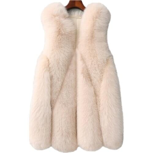 Autumn Winter Fur Vest Coats For Women Warm Jacket Female Sleeveless Outerwear Fox Fur Coat