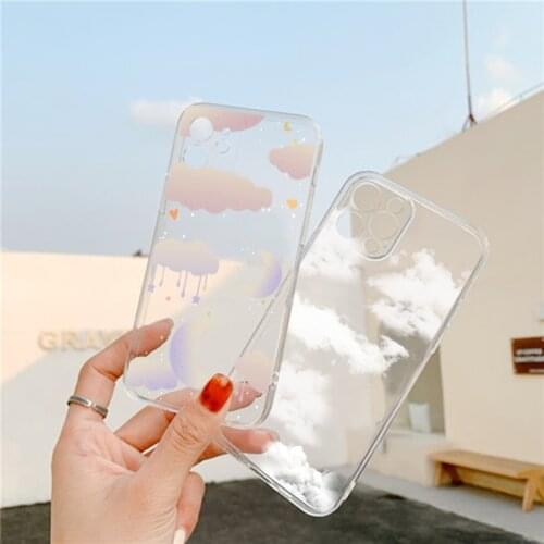 Transparent White Cloud Print Case For Samsung Galaxy A52 A32 S21 Note 20 Plus Ultra A72 A51 A21s A12 A11 F62 A42 A41 A02s Cover