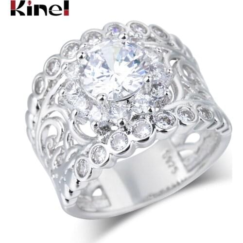 Kinel Luxury Big Rings For Women With CZ Zircon Stone Fashion Wedding Engagement Rings 2018 New