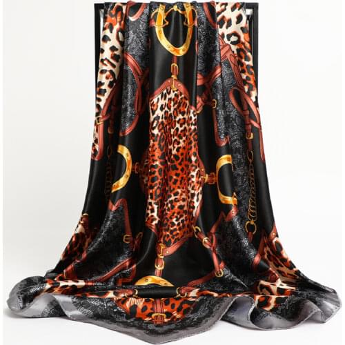 Luxury Women Square Silk Scarf Shawl Print Summer 90cm*90cm Underscarves Hairband Muslim Turban Bandana Hijab Wrap 2021 New