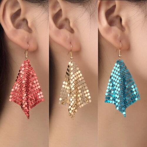 SHUANGR New Sequin Tassel Long Drop Earring Sexy Women Earrings Statement Jewelry Geometric Shiny Jewelry Ladies Bijoux brincos