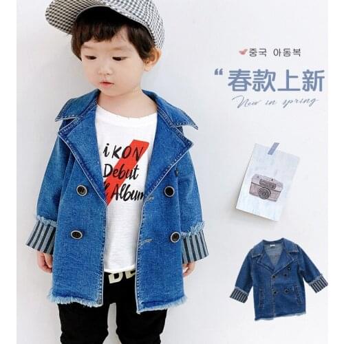 Blue Jean Spring Autumn Boy Coat Overcoat Top Kids Costume Teenage Gift Children Clothes High Quality Plus Size