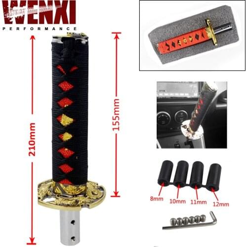 Universal JDM Short Samurai Gold Dragon Sword Shift Knob 155mm 210mm Metal Weighted Katana Shifter WX-GSK36