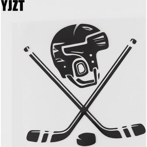 YJZT 12.2CMX12.6CM Cute Ice Hockey Icon Waterproof Vinyl Car Sticker Black/Silver 8A-0854