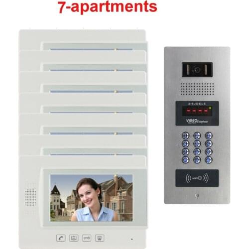 ZHUDELE Top Quality Building Multi-apartment Video Door Phone Video Intercom System for 7 Homes