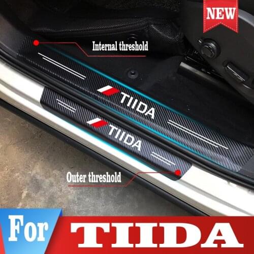 Car Door Threshold Guard Car Door Sill Scuff Plate Pedal Cover Stickers For Nissan TIIDA Auto Styling Accessories