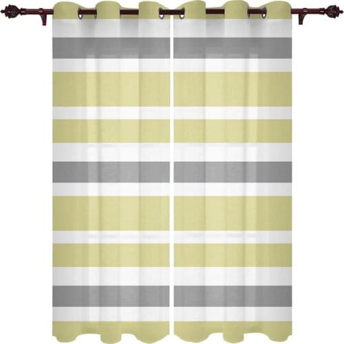 Yellow Gray White Stripes Large Curtains For Living Dining Modern Simple Curtains Finished Curtains For Dining Room Bedroom