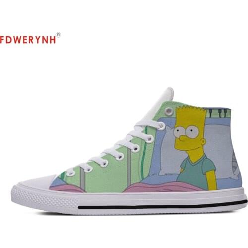 Womens Customized Casual Canvas Shoes High The Simp-sons Cute Kawaii High Top Shoes Women Breathable Custom Shoes