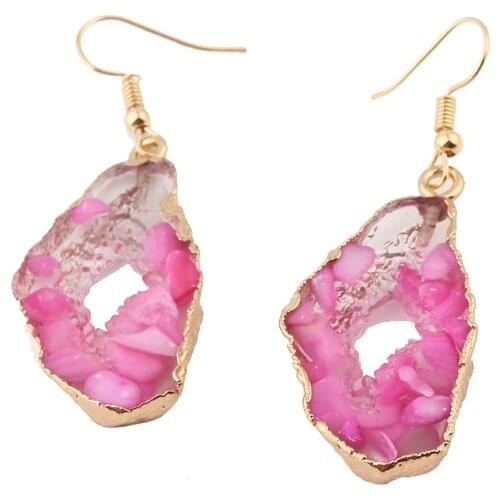 Dayoff Bobo Resin Hollow Irregular Colorful Earrings For Women Jewelry Shell Dangle Earings Gold Color Christmas Earing E0202