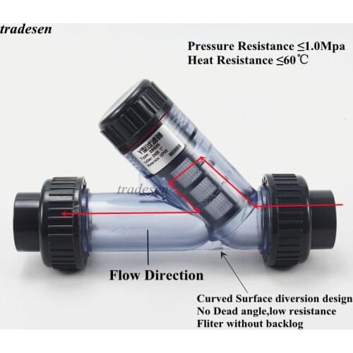 1pc Transparent UPVC Y-Type Filter Aquarium Fish Tank PVC Pipe Connector Irrigation Filters Garden Water Pipe Connectors