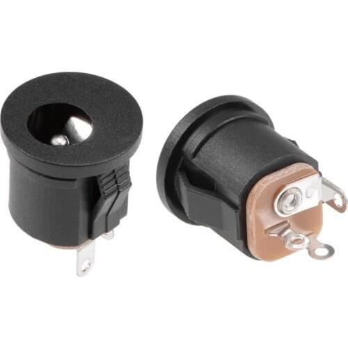 10Pcs PCB Mount 5.5mm x 2.1mm 3 Pin Audio Video DC Power Connector Socket Black DC022A