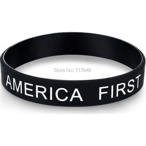 100pcs Trump America First wristband silicone bracelets free shipping by ePacket A