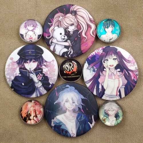 2 Pcses Cartoon Anime Danganronpa:Trigger Happy Havoc Monokuma Time Gem Badge Cute Unique Brooch Women Girl Breastpin DWLP1