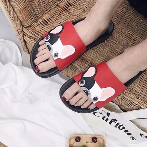 2020 Womens Slippers Bulldog slippers Cartoon Beach Slippers Open Toe Indoor Home Casual Woman Slides Bathroom Slippers