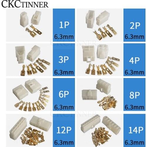 5 set 6.3mm Connector 1P 2P 3P 4P 6P 8P 9P Automotive Electrical Wire Connector Cable Terminal Plug Kits Motorcycle ebike Car