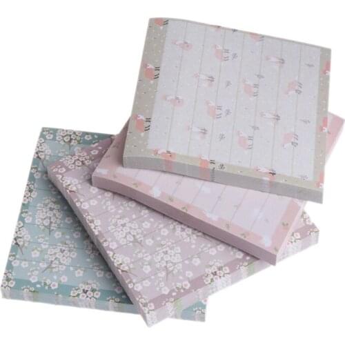 80 Sheets/Pad Flower Animal Series Paper Sticker Memo Pads Sticky Notes Notepad