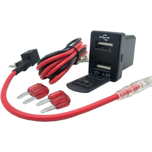 4.8A Dual USB Car Charger Socket Digital Voltmeter Led Display Power Adapter Outlet For Toyota Corolla Camry Prado RAV4