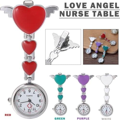 Brooch Fob Pendant Pocket Quartz Nurse Watch Hot Sale Heart Shape Clip On Hanging Watch For Doctor Ladies Watches With Battery