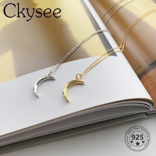Ckysee News 925 Sterling Silver Necklace Gold Moon Pendant Necklaces For Fashion Women Minimalist Fine Jewelry Charms