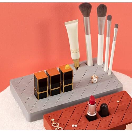 36-Grids Home Holder Organizer Silicone Cosmetics Makeup Organizer Display Case for Brushes Lip Gloss Lipstick Nail Polish