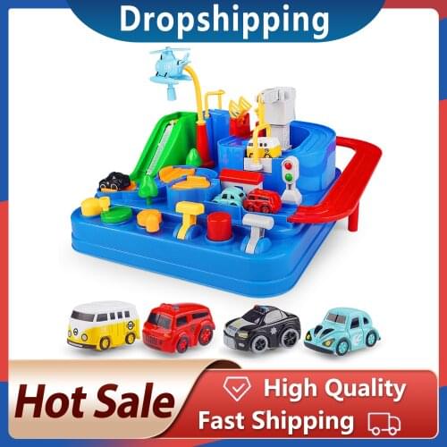 Manual Car Adventure Track Toys Railway Car Rush Through Customs Vehicle Rail Car Toys For Children House Play Game