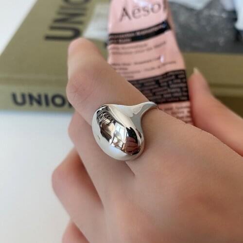 XIHA Real Pure 925 Sterling Silver Ring Big Steampunk Oval Round Female Rings Wedding Band 18K Gold Color Punk Jewelry