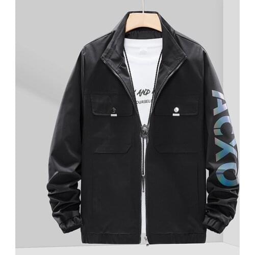Mens Stand Collar Jacket Men 2021 Spring New Fashion Windbreaker Solid Jackets Coats Black Casual Loose Sports Jacket For Men