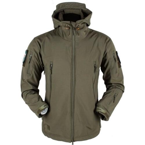 Outdoor Soft Shell Waterproof Jacket Men Army Green Hooded Rain Jacket Tactical Hunting Hiking Jacket S M L XL XXL 3XL