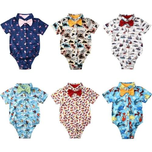 Baby Summer Clothing Infant Baby Boy Gentleman Clothes Boys Short Sleeve Romper Toddler Short Sleeve Jumpsuit Newborn Outfit